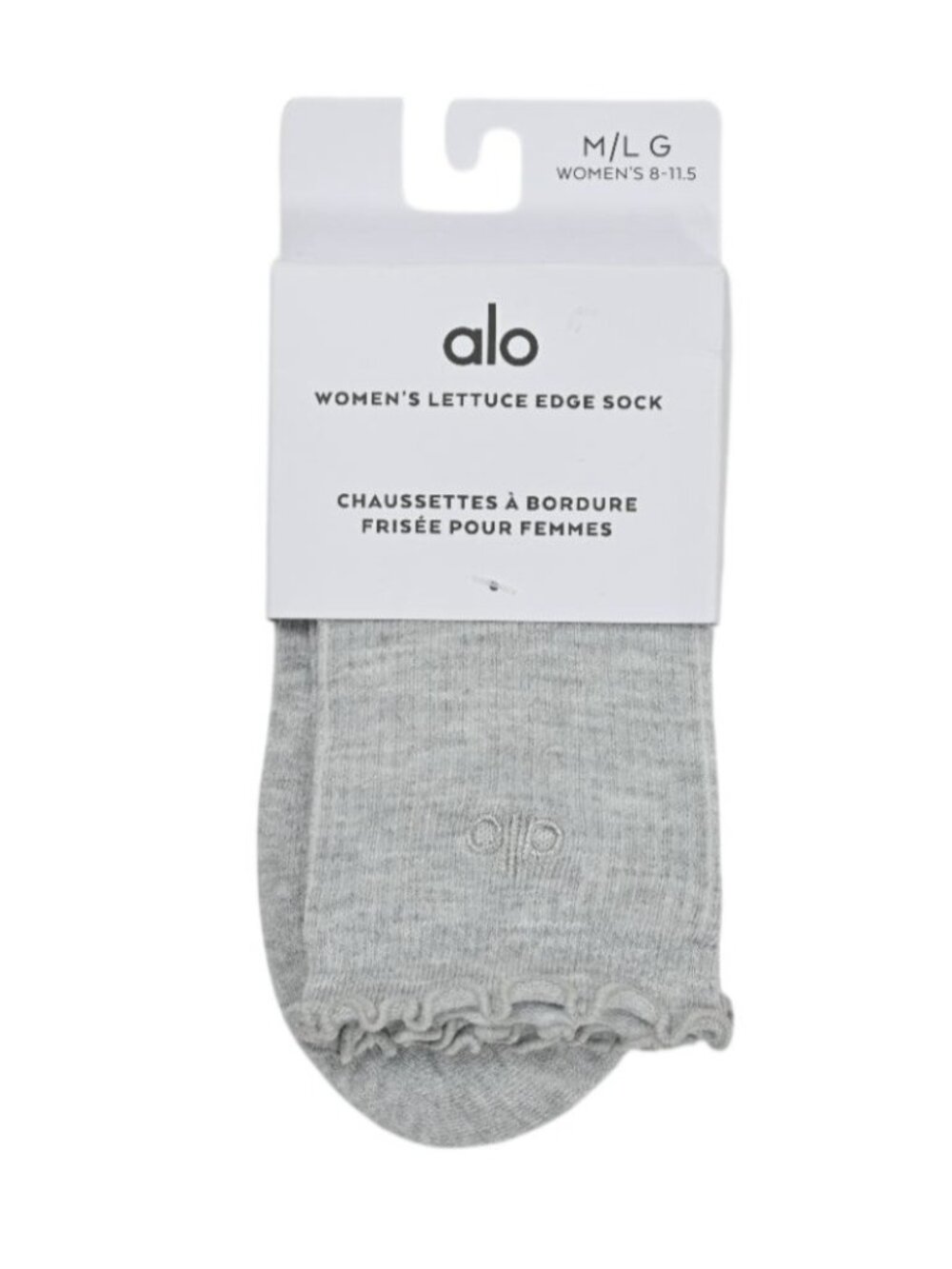 ALO Yoga Lettuce Edge Sock A0660W Athletic Heather Grey